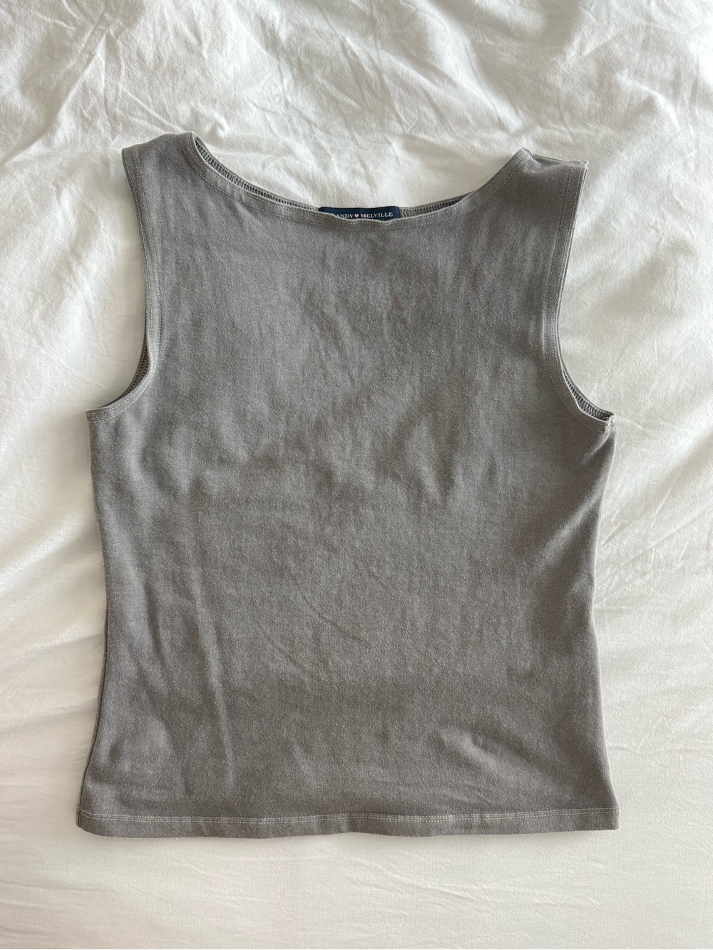 Brandy Melville seafoam grey boatneck tank top